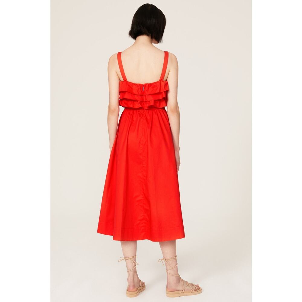 Jason Wu Solid Red Ruffled A-Line Sleeveless Squa… - image 3